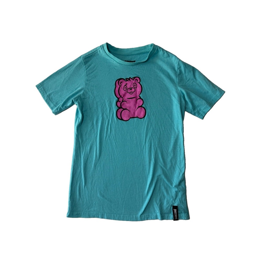 Fortnite Boys T-Shirt Size L 10/12 Blue Pink Cuddle Team Leader Graphic Tee